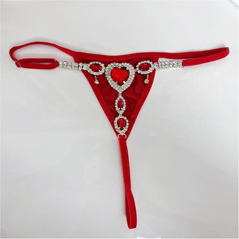 Silver Rhinestone Heart Drop Thong Panty Jewelry Crystal Chain Thong Summer Bikini Festival Rave Panties Chains Body Accessories Jewelry for Women in Kuwait