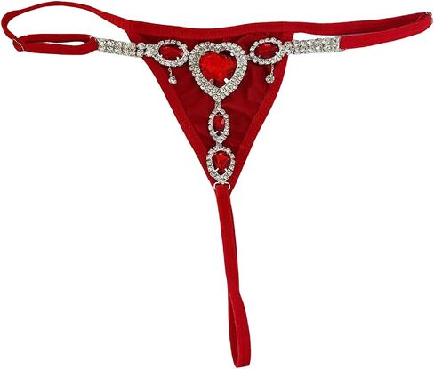Silver Rhinestone Heart Drop Thong Panty Jewelry Crystal Chain Thong Summer Bikini Festival Rave Panties Chains Body Accessories Jewelry for Women in Kuwait