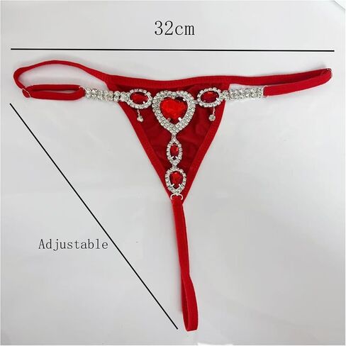 Silver Rhinestone Heart Drop Thong Panty Jewelry Crystal Chain Thong Summer Bikini Festival Rave Panties Chains Body Accessories Jewelry for Women in Kuwait