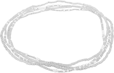 Happyyami Double-String Bikini Chain Waist Chain Silver Waist Beads Adjustable Beach Body Jewelry for Women Summer Accessories in Kuwait