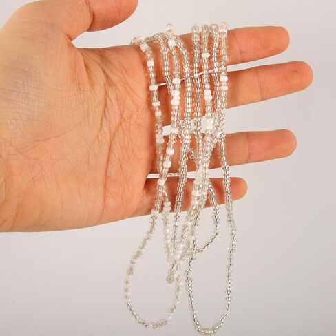 Happyyami Double-String Bikini Chain Waist Chain Silver Waist Beads Adjustable Beach Body Jewelry for Women Summer Accessories in Kuwait