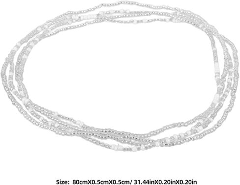 Happyyami Double-String Bikini Chain Waist Chain Silver Waist Beads Adjustable Beach Body Jewelry for Women Summer Accessories in Kuwait