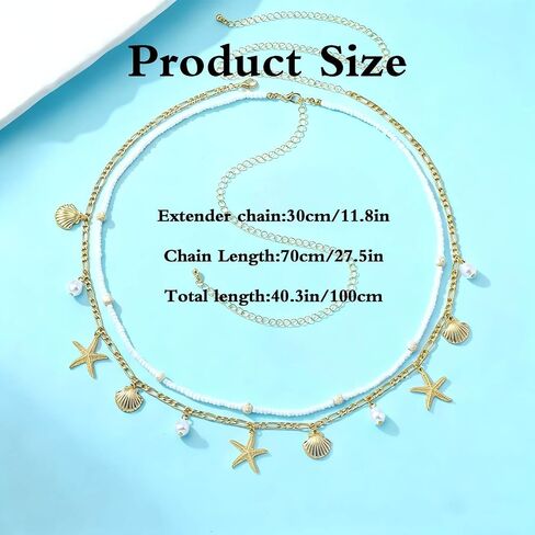 Gold Starfish Waist Chain for Women 2Pcs Adjustable Layered Belly Chain for Women Bohemian Beach Seasonal Festival Vacation Boho Accessories in Saudi Arabia