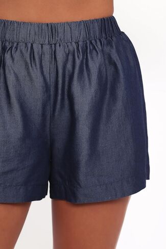 Petal & Pup Women's Aaliyah-Chambray-Shorts-Dark-wash in Kuwait