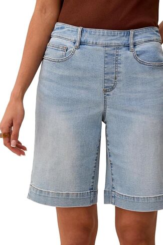 Tribal Womens Aubrey Pull-on Denim Bermuda Shorts in Kuwait