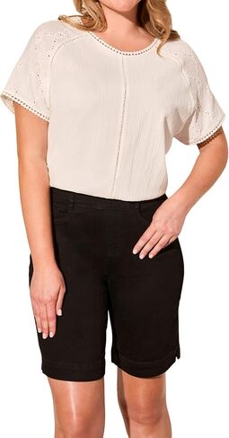 Tribal Womens Aubrey Pull-on Denim Bermuda Shorts in Kuwait