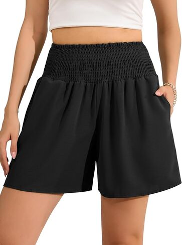 Women High Waisted Shorts Casual Wide Leg Beach Vacation Baggy Short with Pocket for Summer Athletic Lounge Clothes in Saudi Arabia
