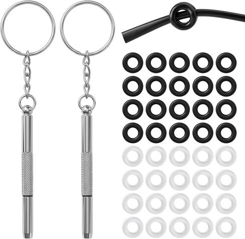 40 PCS Eyeglass Tighteners, Universal Silicone Glasses Frames Rings, Eyeglasses Repair Kit with 2 PCS Screwdrivers, Eye Glasses Frame Grips for Loose Eyeglass Arms in Saudi Arabia