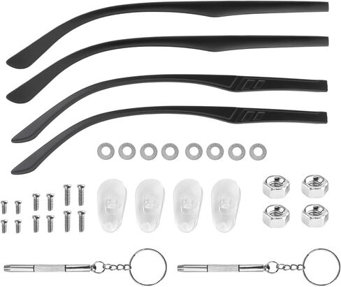 2 Pairs Universal Glasses Arms Legs Replacement, Glasses Repair/Tightenin Kit, Glasse Temple Replacement with Screws, Screwdrivers, Nose Pads(2 Kinds, Black) in Saudi Arabia