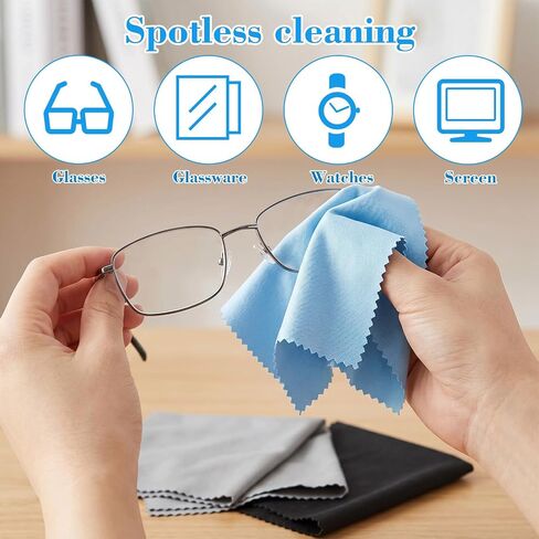300 Pack Microfiber Cleaning Cloths, 6" x 7" Soft Lint-Free Reusable Washable Cloth for Glasses, Screens, Lenses, Phones, TVs, Cameras, Electronics (Black, Dark Gray, Blue) in Kuwait