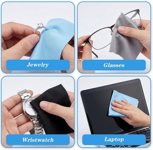 300 Pack Microfiber Cleaning Cloths, 6" x 7" Soft Lint-Free Reusable Washable Cloth for Glasses, Screens, Lenses, Phones, TVs, Cameras, Electronics (Black, Dark Gray, Blue) in Kuwait