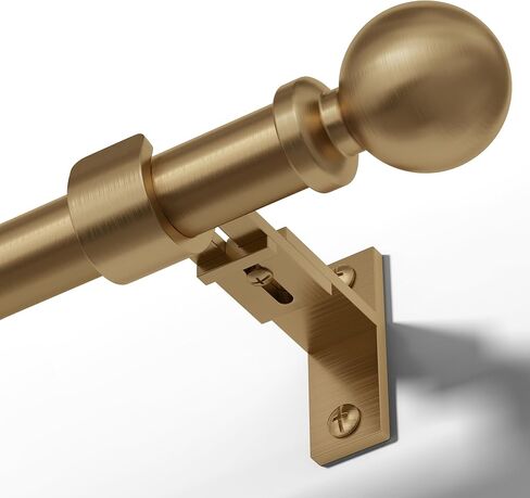 Brass Gold Curtain Rod 34-152 Inch, Brushed Warm Gold Extra Long Antique Bronze Window Treatment Rods, 1 Inch Adjustable Heavy Duty Drapery Rods, Aluminium Finials, Pro-Plating Process in Saudi Arabia