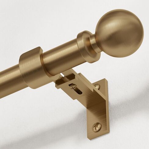 Brass Gold Curtain Rod 34-152 Inch, Brushed Warm Gold Extra Long Antique Bronze Window Treatment Rods, 1 Inch Adjustable Heavy Duty Drapery Rods, Aluminium Finials, Pro-Plating Process in Saudi Arabia