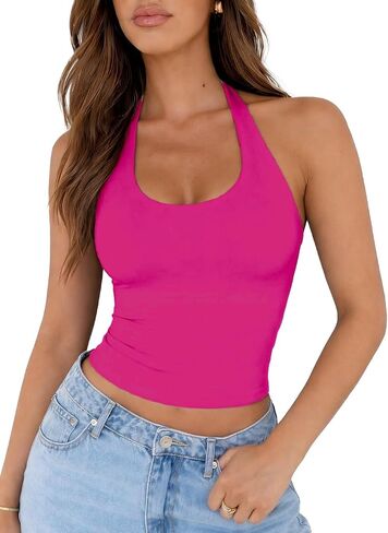 ForeFair Women Sexy Halter Neck Backless Going Out Tops Open Back Sleeveless Slim Fit Y2k Summer Tops in Kuwait