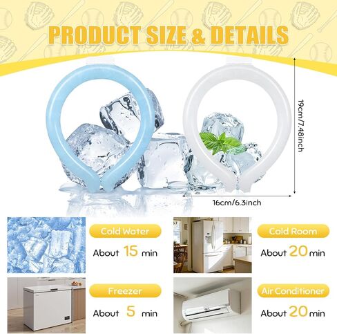 Havawish 2 Pcs Neck Cooling Tube with Ball Pattern Insulated Bag Wearable Ice Coolers Ring for Baseball Softball Sports Team Keep Body Cool Reusable Neck Frozen Wraps(Softball) in Kuwait