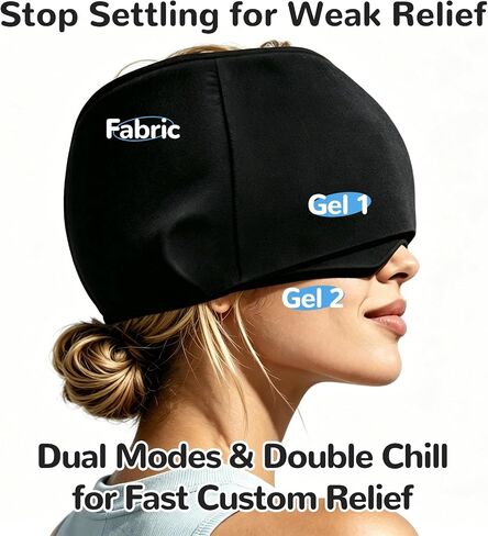 Double Chill Migraine Relief Cap, Thick Gel Ice Hat for Headache & Sinus | Innovative Dual-Wear Design: Custom Cooling for Targeted Pain Spots or Full-Head Relief, Extended Cold Therapy, Reusable in Saudi Arabia