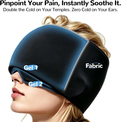 Double Chill Migraine Relief Cap, Thick Gel Ice Hat for Headache & Sinus | Innovative Dual-Wear Design: Custom Cooling for Targeted Pain Spots or Full-Head Relief, Extended Cold Therapy, Reusable in Saudi Arabia