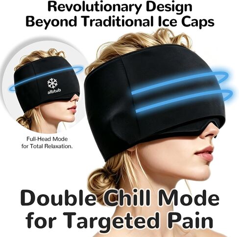 Double Chill Migraine Relief Cap, Thick Gel Ice Hat for Headache & Sinus | Innovative Dual-Wear Design: Custom Cooling for Targeted Pain Spots or Full-Head Relief, Extended Cold Therapy, Reusable in Saudi Arabia