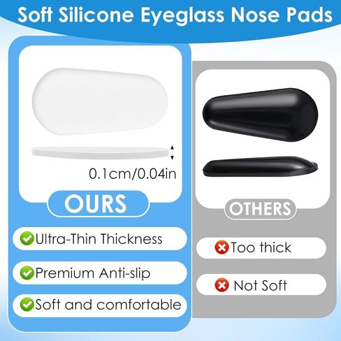 Nose Pads for Glasses Anti Slip, Mabor 20 Pairs Ultra Thin Silicone Adhesive Nose Pads for Glasses & Sunglasses, Non-Slip Heightening Grips in Kuwait