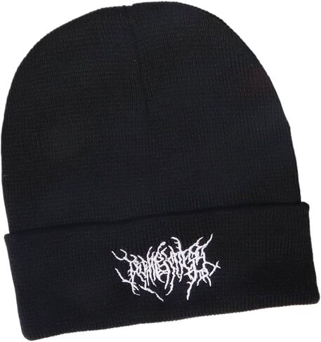 Gothic Beanie Knit Hat with Scar Embroidery - Unisex Knit Skull Cap Streetwear Winter Durable Stylish Everyday Beanie in Kuwait