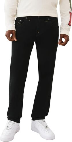True Religion Geno SN No Flap Jeans for Men - 32" - Black Denim Pants with Big T Stitching & Horseshoe Detail in Kuwait