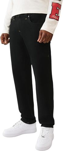True Religion Geno SN No Flap Jeans for Men - 32" - Black Denim Pants with Big T Stitching & Horseshoe Detail in Kuwait