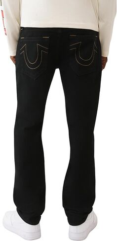 True Religion Geno SN No Flap Jeans for Men - 32" - Black Denim Pants with Big T Stitching & Horseshoe Detail in Kuwait