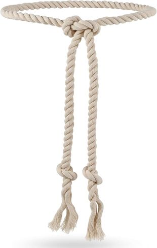 Simple Cotton long Waist Rope Belt, Boho Rope Belt for Women Medieval Tassels Braided Belts for Women Pants Dresses in Kuwait