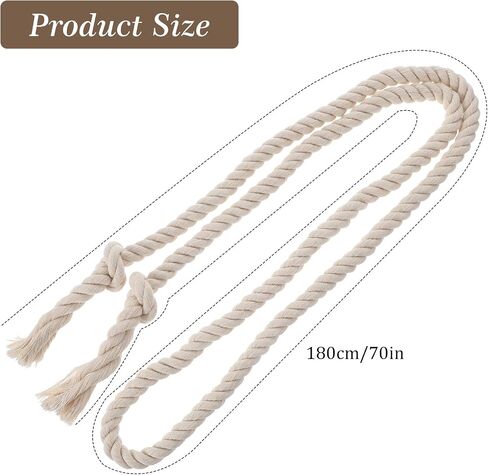 Simple Cotton long Waist Rope Belt, Boho Rope Belt for Women Medieval Tassels Braided Belts for Women Pants Dresses in Kuwait