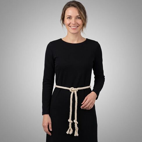 Simple Cotton long Waist Rope Belt, Boho Rope Belt for Women Medieval Tassels Braided Belts for Women Pants Dresses in Kuwait