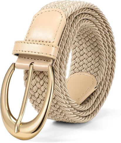 LEACOOLKEY Stretchy Braided Golf Belt for Women Elastic Woven Belts Unisex Elastic Fabric Belt for Jeans Pants in Kuwait