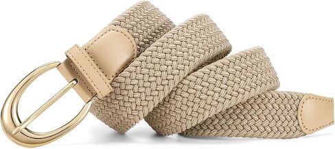LEACOOLKEY Stretchy Braided Golf Belt for Women Elastic Woven Belts Unisex Elastic Fabric Belt for Jeans Pants in Kuwait