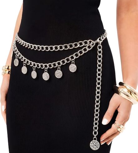 SUOSDEY Western Metal Concho Belt for Women Cowgirl Waist Chain Belt for Boho Dresse Jeans Country Concert Outfit in Kuwait
