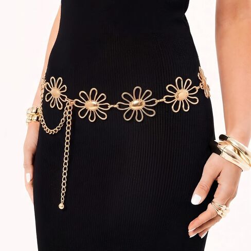 SUOSDEY Western Metal Concho Belt for Women Cowgirl Waist Chain Belt for Boho Dresse Jeans Country Concert Outfit in Kuwait