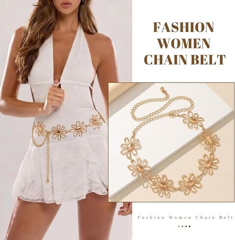 SUOSDEY Western Metal Concho Belt for Women Cowgirl Waist Chain Belt for Boho Dresse Jeans Country Concert Outfit in Kuwait