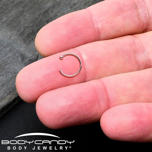 Body Candy 18k Solid Rose Gold Nose Hoop Nose Ring, Real Gold Hypoallergenic Nose Piercing Jewelry - Handmade in USA by Master Jeweler, 20 Gauge 5/16" in Kuwait