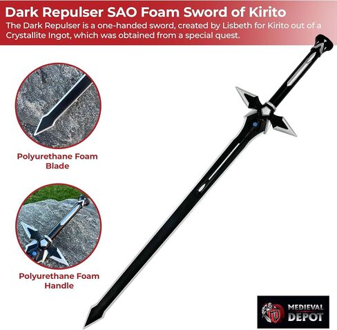 MedievalDepot Dark Repulser SAO Foam Sword of Kirito - Overall 42" Durable LARP Foam in Saudi Arabia