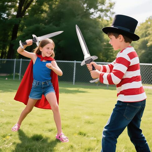 2 Pcs Fake Foam Swords, 14.6" Realistic Dagger Knife Toy Swords for Kids Boys Role-Play Accessory, Martial Arts Weapons for Play Fighting, Medieval Knight Toy, Halloween Cosplay in Saudi Arabia