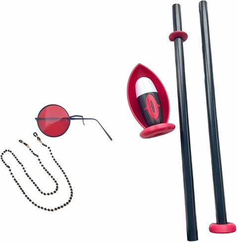 Alastor Prop Glasses Eyeglasses Chain Anime Alastor Cosplay Weapon Cane Costume (A232+9197) in Saudi Arabia