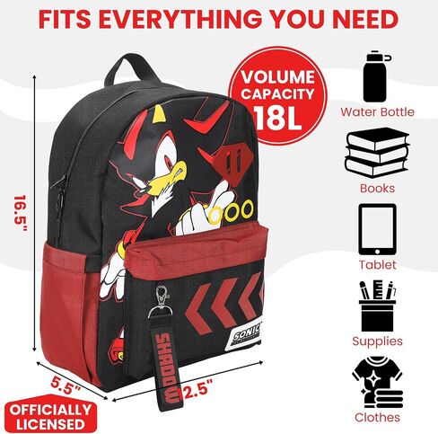 Bioworld Sonic The Hedgehog Shadow Character Art 16.5" Adult Black Backpack in Kuwait