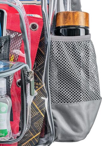 Heavy Duty Clear Backpack with Mesh Organizer, Clear Bookbag (Large, Steel Gray) in Saudi Arabia