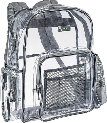 Heavy Duty Clear Backpack with Mesh Organizer, Clear Bookbag (Large, Steel Gray) in Saudi Arabia