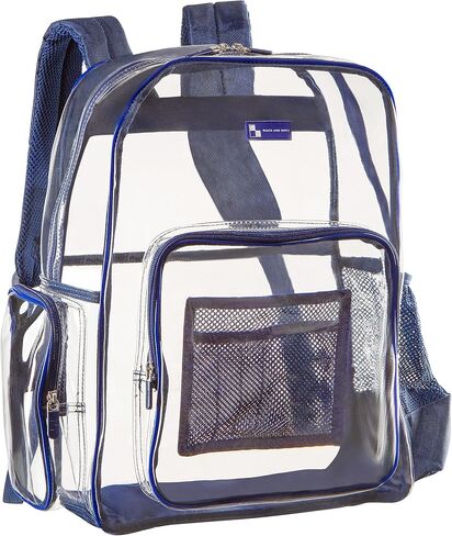 Heavy Duty Clear Backpack with Mesh Organizer, Clear Bookbag (Large, Steel Gray) in Saudi Arabia