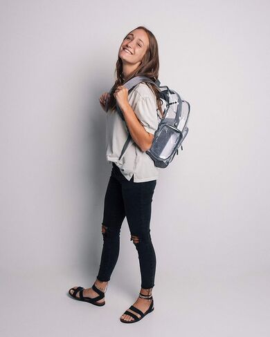 Heavy Duty Clear Backpack with Mesh Organizer, Clear Bookbag (Large, Steel Gray) in Saudi Arabia