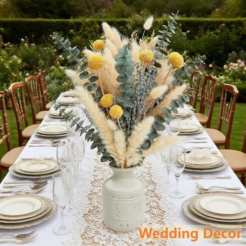 Dried Pampas Grass Bouquet – Boho Pampas Grass Decor for Home, Vase Fillers & Wedding — Natural Dried Flowers, Tall Pampas Grass for Floor Vase, Coastal, Scandinavian & Boho Room Decor (No Vase) in Saudi Arabia