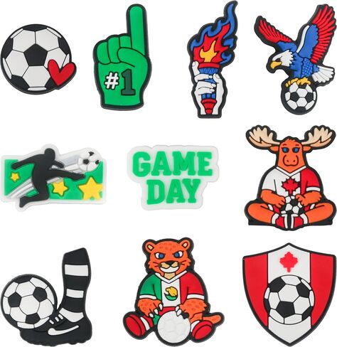 Shoe Charms for Crocs Clogs Sandals, Soccer Football Theme, Cute Accessories Decorations for Girls, Women, Teens, 10 Pieces in Kuwait