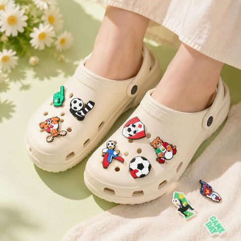 Shoe Charms for Crocs Clogs Sandals, Soccer Football Theme, Cute Accessories Decorations for Girls, Women, Teens, 10 Pieces in Kuwait