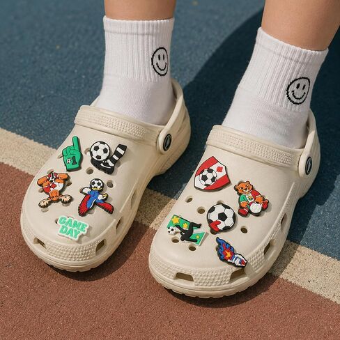 Shoe Charms for Crocs Clogs Sandals, Soccer Football Theme, Cute Accessories Decorations for Girls, Women, Teens, 10 Pieces in Kuwait