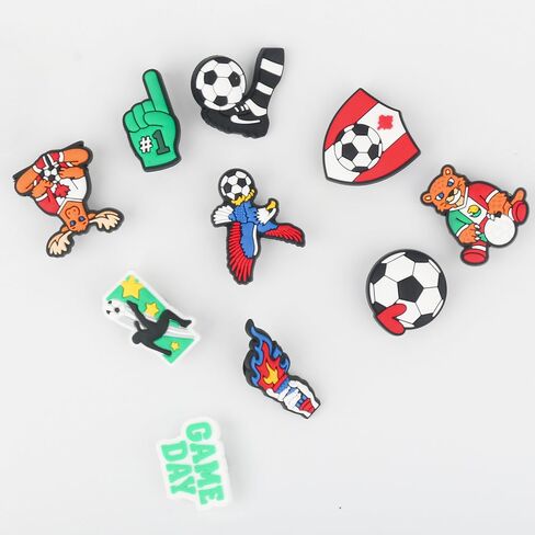Shoe Charms for Crocs Clogs Sandals, Soccer Football Theme, Cute Accessories Decorations for Girls, Women, Teens, 10 Pieces in Kuwait