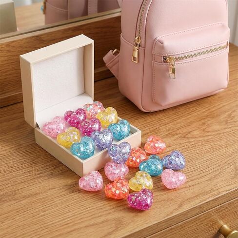 PAGOW 14pcs Bling Heart Shoe Charm, Colorful Sparkling Love Shoe Decoration with Glitter Star Sequins, Cute Hearts Shoes Accessories for Clog Sandals Birthday Party Women DIY - 7 Colors in Kuwait